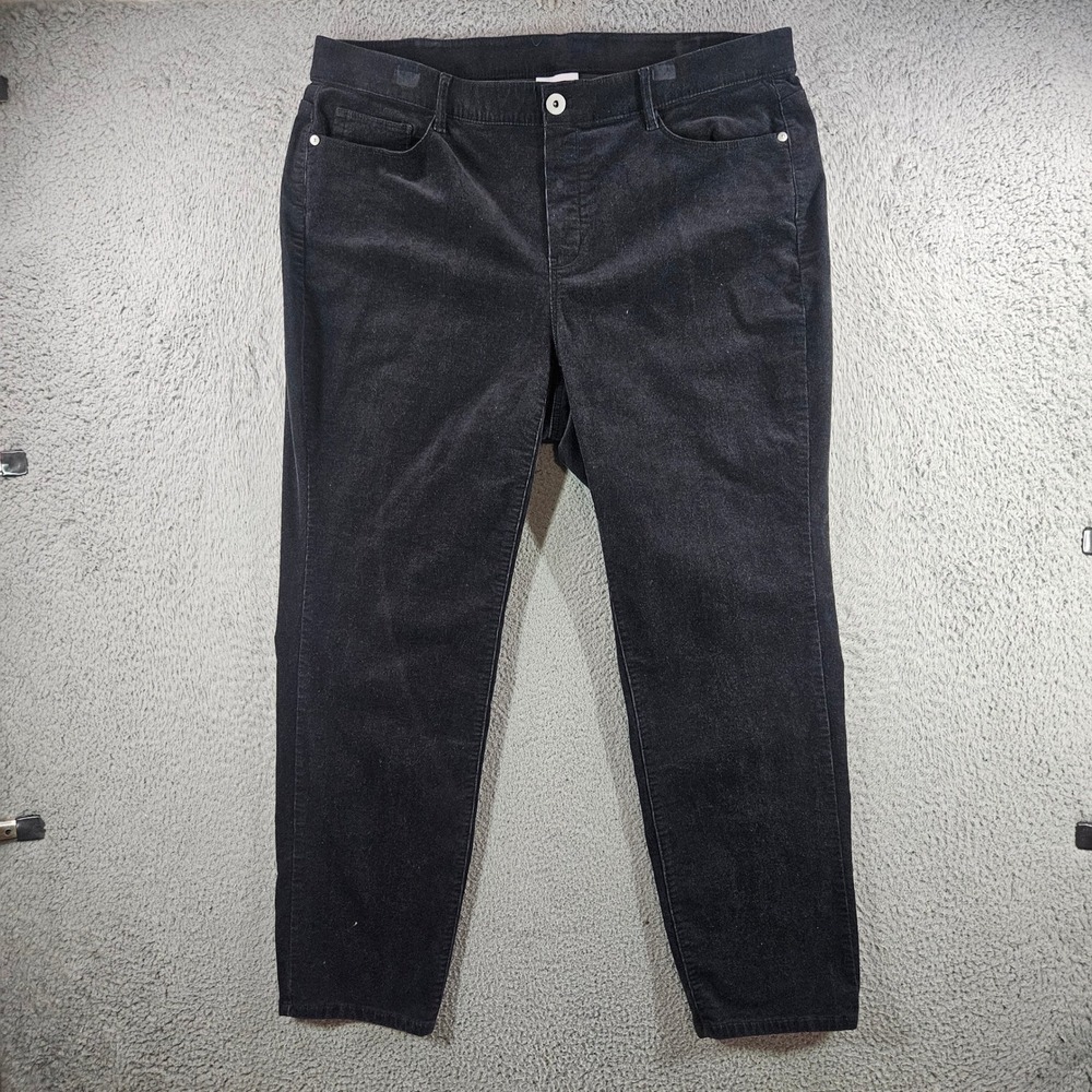 J. Jill Black Corduroy Slim Leg Pants Womens XL Stretch 5-Pocket